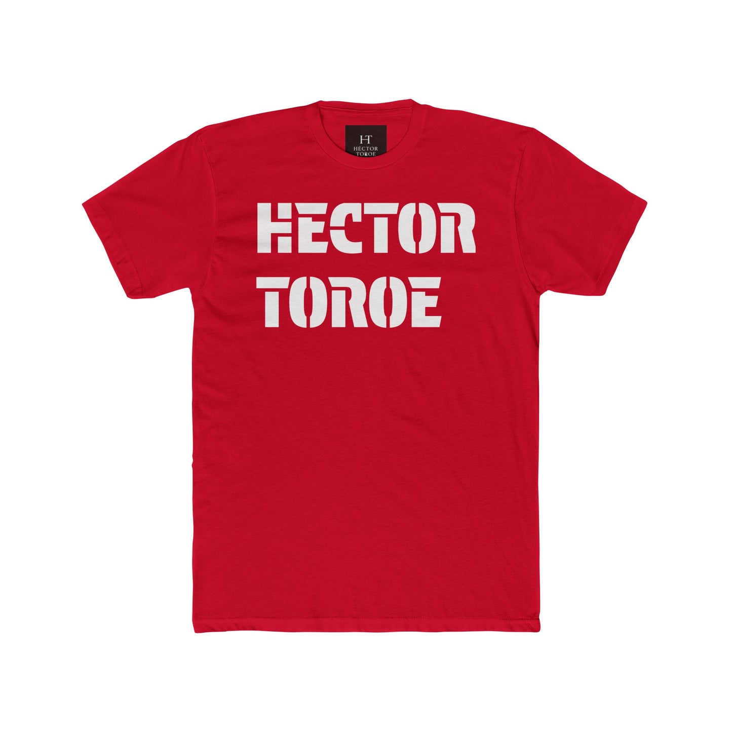 White Cotton Crew Tee — Subtle Embossed Text Casual Shirt