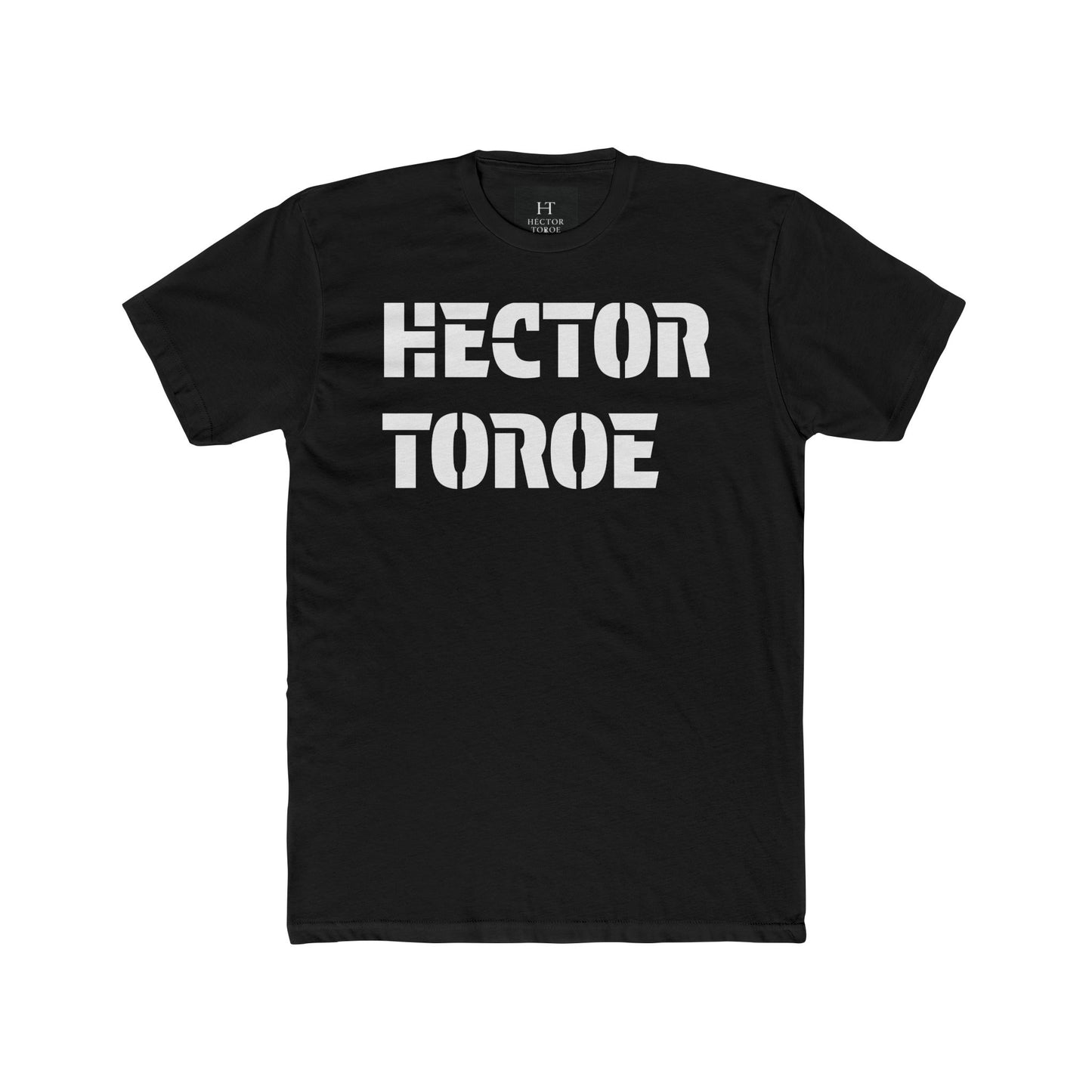 White Cotton Crew Tee — Subtle Embossed Text Casual Shirt