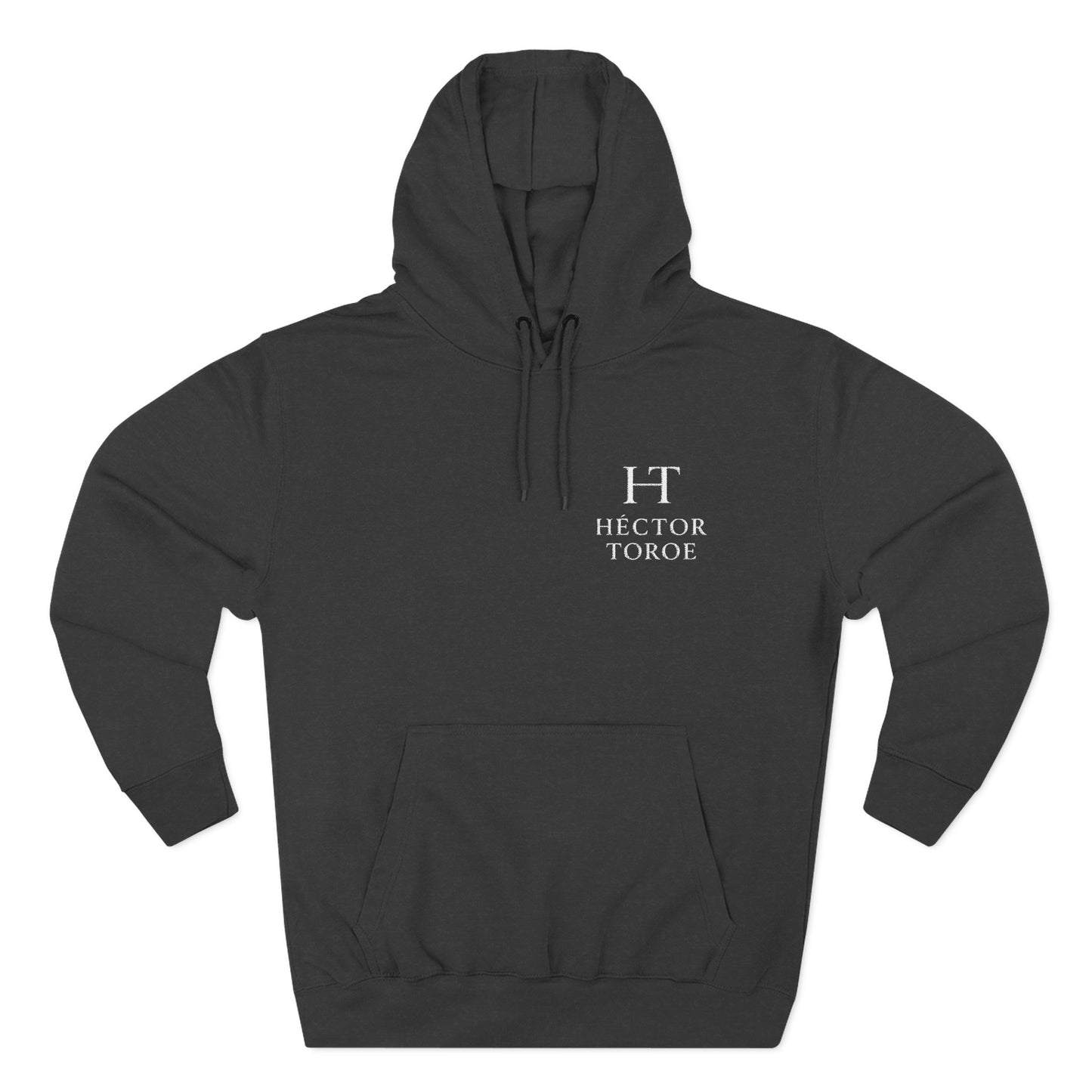 sudadera carbon brezo de fleece con capucha, diseño logo Hector Toroe en frente
