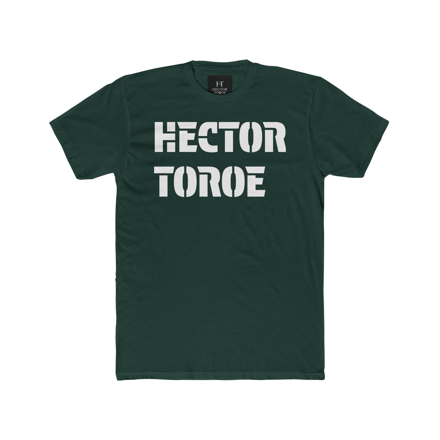 White Cotton Crew Tee — Subtle Embossed Text Casual Shirt