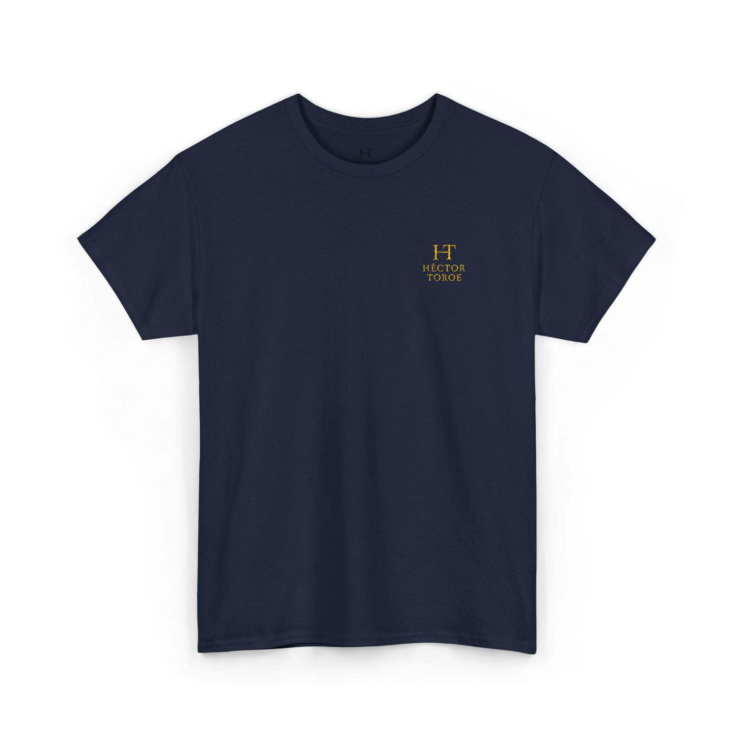 navy t-shirt with Hector Toroe logo
