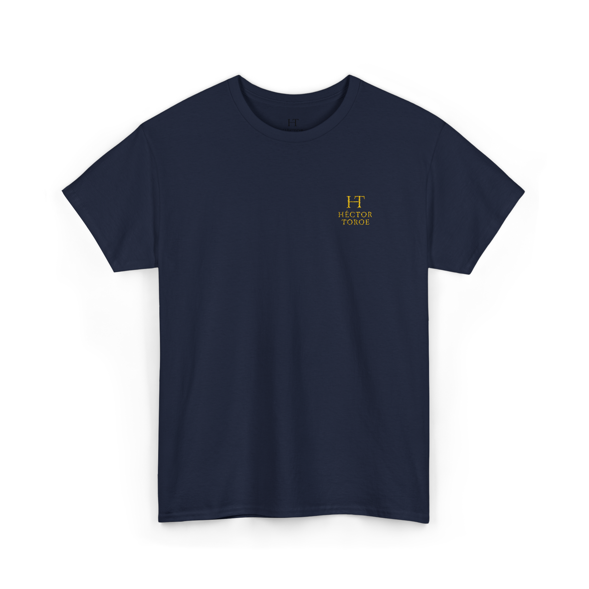 navy t-shirt with Hector Toroe logo